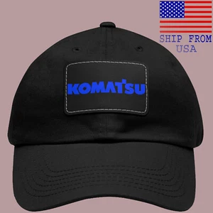 Komatsu Mining Equipment Black Dad Hat with Leather Patch - Picture 1 of 2