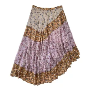 ZARA Floral Patchwork Asymmetrical Midi Skirt - Picture 1 of 4