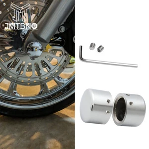 Motorcycle Front Axle Cap Nut Cover For Harley Softail Road Electra Glide Chrome - Foto 1 di 11