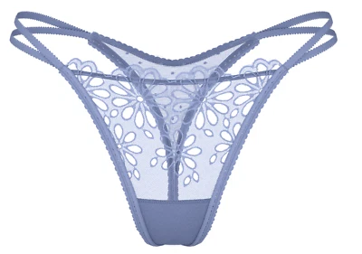 Victoria's Secret Sexy String Thong Skimpy Strappy Eyelet Mesh Blue L XL NWT - Image 1 of 4