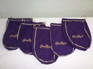 Lot Of 5 Crown Royal Bags Purple 750ml Cotton Felt Drawstring Fresh from the Box - Picture 1 of 3