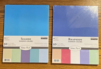 LOT OF TWO The Paper Company 50 Sheet Pack Seaside AND Rhapsody Cardstock NEW - Image 1 of 4