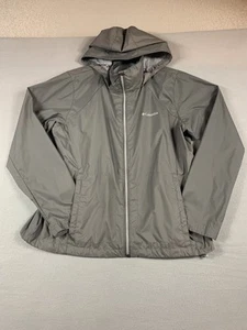 Columbia Chaqueta Mujer XL Gris Con Capucha Cremallera Completa Lluvia Cortavientos Exterior WL0127 - Imagen 1 de 8