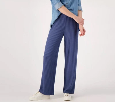 Isaac Mizrahi живой регулярный ребристый тянуть на широкие ноги брюки размер L синий новый - Изображение 1 из 4