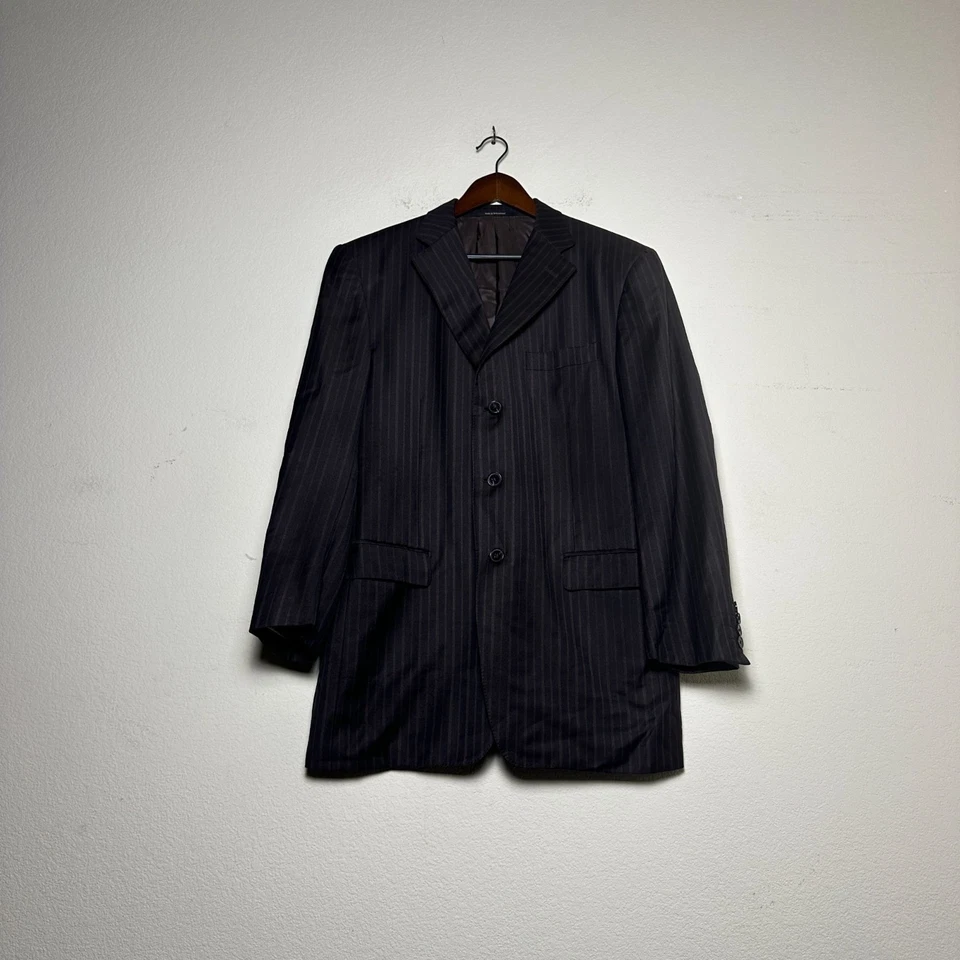Ermenegildo Zegna Trofeo Wool Blazer Sport Coat Jacket Men 52R Brown Pinstripe - Image 1 of 4