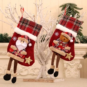 Christmas Stocking Christmas Tree Pendant Snowman Santa Elk Bear Children Gift - Bild 1 von 15