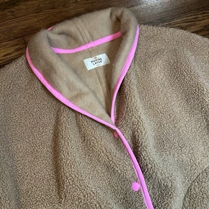 Marine Layer Sierra Sherpa Snap Cozy Bomber Jacket Camel Pink Womens Size Small - Picture 1 of 9