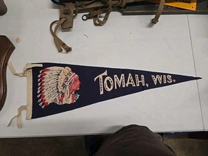 Tomah Wisconsin Indian Chief Felt Pennant - Picture 1 of 5