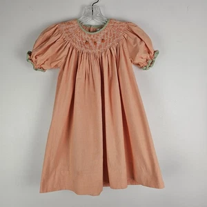 Petit Ami Mädchen Größe 5 orange Gingham gesmoktes Kleid Kürbisse Herbst Thanksgiving - Bild 1 von 8