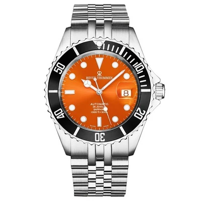 Revue Thommen Diver Auto Orange Dial S/S Bracelet Watch 17571.2239 - Image 1 of 4
