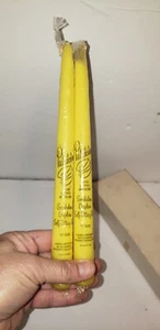 Lot Of 2 NEW WRAPPED YELLOW PATRICIAN TAPER CANDLES CANDLESTICK  SMOKELESS 10"  - Picture 1 of 6