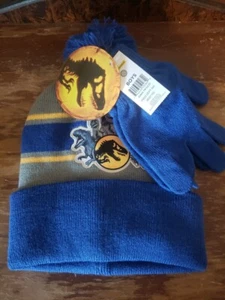 Gorra y guantes para niños Jurassic Park T-Rex dinosaurio raptor azul - Imagen 1 de 4