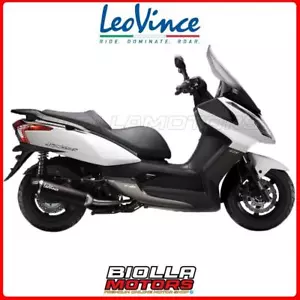 14036 FULL EXHAUST LEOVINCE KYMCO DOWNTOWN 125i 2014 - NERO STAINLESS STEEL EURO - Picture 1 of 5