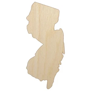 New Jersey State Silhouette Unfinished Wood Shape Piece Cutout Craft Projects - Picture 1 of 8