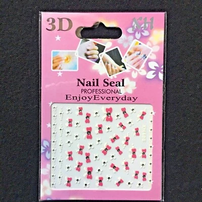 Pegatina para uñas con lazo rosa y blanco, calcomanías adhesivas para arte en uñas 3D (67) Foto 1 de 3