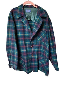 Pendleton Wool Blue Green Plaid Long Sleeve Shirt Jacket Shacket Size X Large - Picture 1 of 6