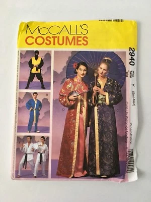McCalls Misses Men Geisha Ninja Karate Kimono Costume Pattern 2940 S M Uncut - Image 1 of 4