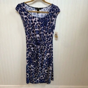 INC International Concepts Multi blau süß Leopardenmuster vorne zum Binden Kleid Medium - Bild 1 von 5