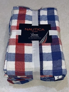 Nautica Home Napkins Patriotic Red White & Blue Plaid 20"x 20” Set Of 8 NWT - Picture 1 of 4