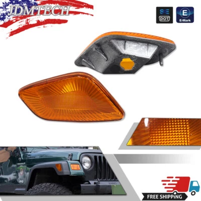 Amber Lens Front Fender Side Marker Corner Lights For 1997-2006 Jeep Wrangler TJ - Image 1 of 4