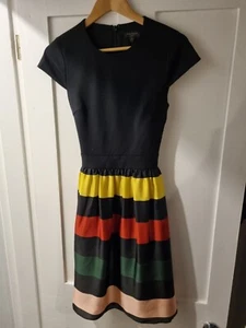 Ted Baker Aneli Cruise Stripe Fit & Flare Dress With Belt Size 1, Uk 8 - Picture 1 of 9