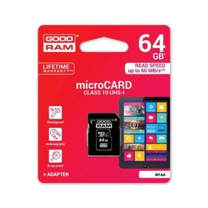 Scheda Memoria GOOD RAM Microsd Card 64 GB Con Adattatore SD Classe 10 100MB/S - Foto 1 di 7