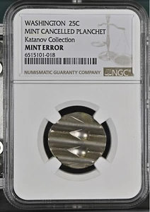 Washington 25C Mint Cancelled Planchette  - Picture 1 of 2