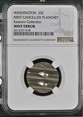 Washington 25C Mint Cancelled Planchette  - Image 1 of 2