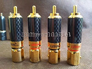 4x Hifi USA Copper Gold Plated Carbon Fiber RCA Connector Plug High END - Bild 1 von 6