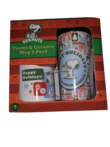 ERDNÜSSE WEIHNACHTEN SNOOPY REISEBECHER & KERAMIKBECHER SET CHARLIE BRAUN WEIHNACHTEN - Bild 1 von 2