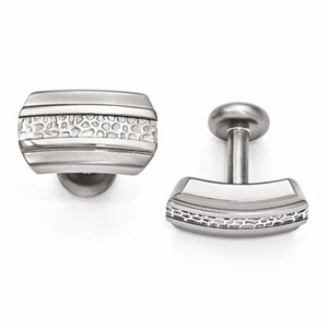 Edward Mirell Titanium & 925 Sterling Silver Brushed& Polished Cufflinks - Picture 1 of 5