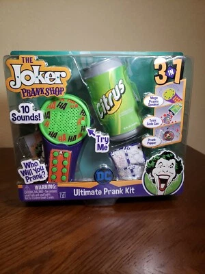 Joker Prank Shop DC Ultimate Kit Novo em Folha Alto-falante Raro Quente Lata de Cítricos Popper - Imagem 1 de 4