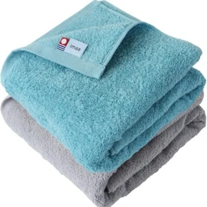 Imabari Towel Bath Towel Made in Japan 100% Cotton soft thin Sky blue x gray - Picture 1 of 7