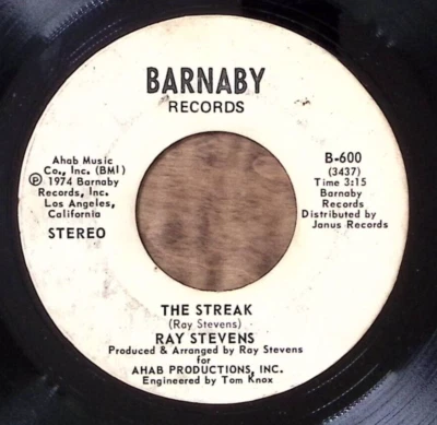 RAY STEVENS YOU'VE GOT THE MUSIC INSIDE/THE STREAK BARNABY REC. VINYL 45 63-91 - Image 1 of 3