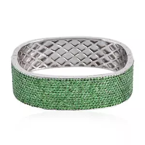 Brazalete cuadrado fijo micro pavimento verde 8,71 quilates plata 925 - Imagen 1 de 6
