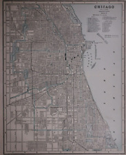 Old Antique 1891 Cram's Atlas Map ~ CHICAGO, ILLINOIS ~ Free S&H