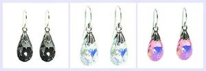 Pendiente colgante de gancho francés plateado STR con elementos facetados Briolette Swarovski - Imagen 1 de 3