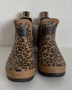 Joules Women's Rain Boots Wellibob Tanleopard Size 7 Leopard Print Ankle Water - Picture 1 of 9