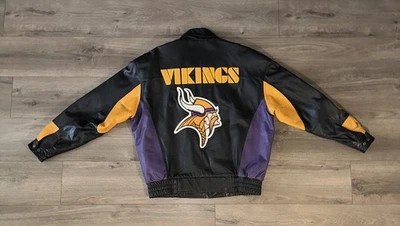 Vintage G-III Carl Banks NFL Minnesota Vikings Full Zip Leather Jacket Men Large - Image 1 of 4