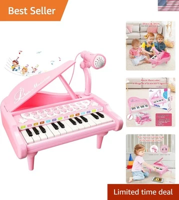 Piano rosa duradero para niños pequeños con 24 teclas y micrófono - Juego seguro y divertido Foto 1 de 4