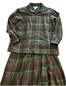 Vintage Pendleton Zip Camicia Midi Gonna Set Medium/16 Verde Rosso Plaid Lana Vergine - Foto 1 di 21