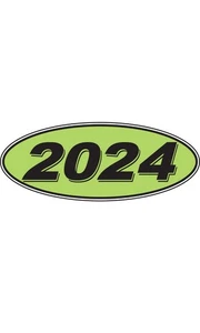 SSWBasics Ovale Windschutzscheibe Jahresaufkleber - Schwarz/Neongrün - "2024" - 12er Pack - Bild 1 von 1