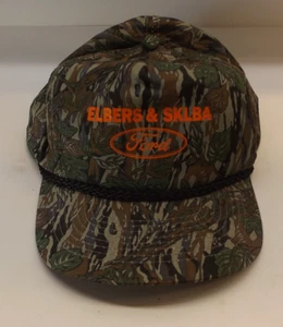 Vintage Ford Snapback Trucker Hat Elbers &  Sklba Ford Reese Michigan Gray Camo - Picture 1 of 3