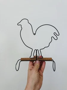 Vintage Farmhouse Decor Rooster Wood & Metal Hand towel Rack - Picture 1 of 7