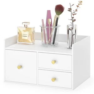 Bamboo Desk Organizer with Drawers Wooden Desktop Storage Drawers for Bills O... - Picture 1 of 7