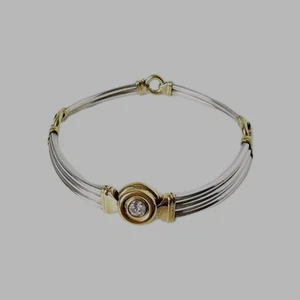 Collar Triple Hilo Capas Vintage Italiano UnoAErre Esterlina y 18K - Imagen 1 de 2