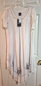 Vestido acampanado de manga corta floral bordado azul blanco de moda Ace talla 3X - Imagen 1 de 9