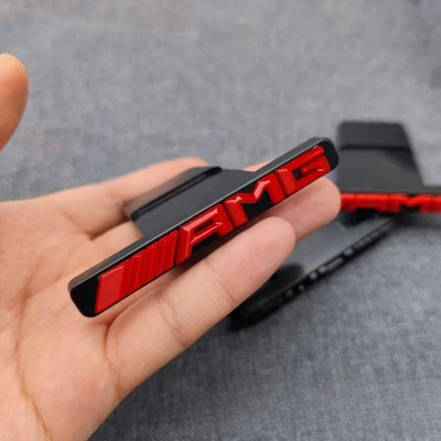 AMG Emblem Aufkleber Grill Logo Für Mercedes Panamericana Kühlergrill RotSchwarz - Bild 1 von 4