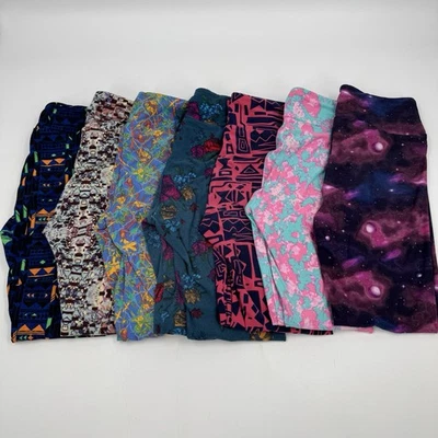 LuLaRoe Leggings OS Talla Única Estampado Patrones Azul Negro Cómodo Lote De 7 Foto 1 de 4