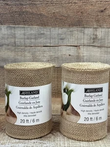 Ashland Burlap Garland 20 Feet x 5 Inches High Density Jute 2 Rolls - Picture 1 of 3